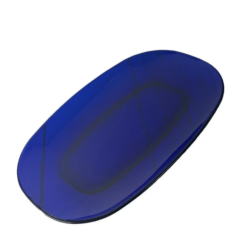 Vintage Bormioli Rocco Cobalt Blue Duralex Glass 14 Inch Oblong Platter France